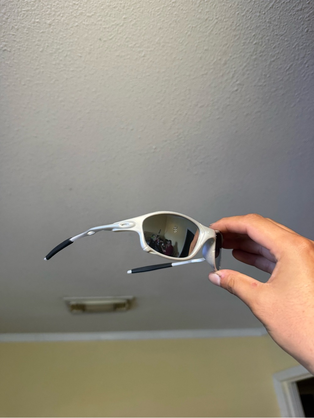 Oakley White Frame Sunglasses with Black Temples